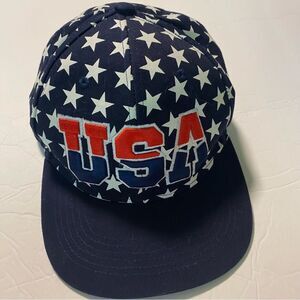 USA AMERICANA embroidered hat cap red white blue starts snap back patriotic